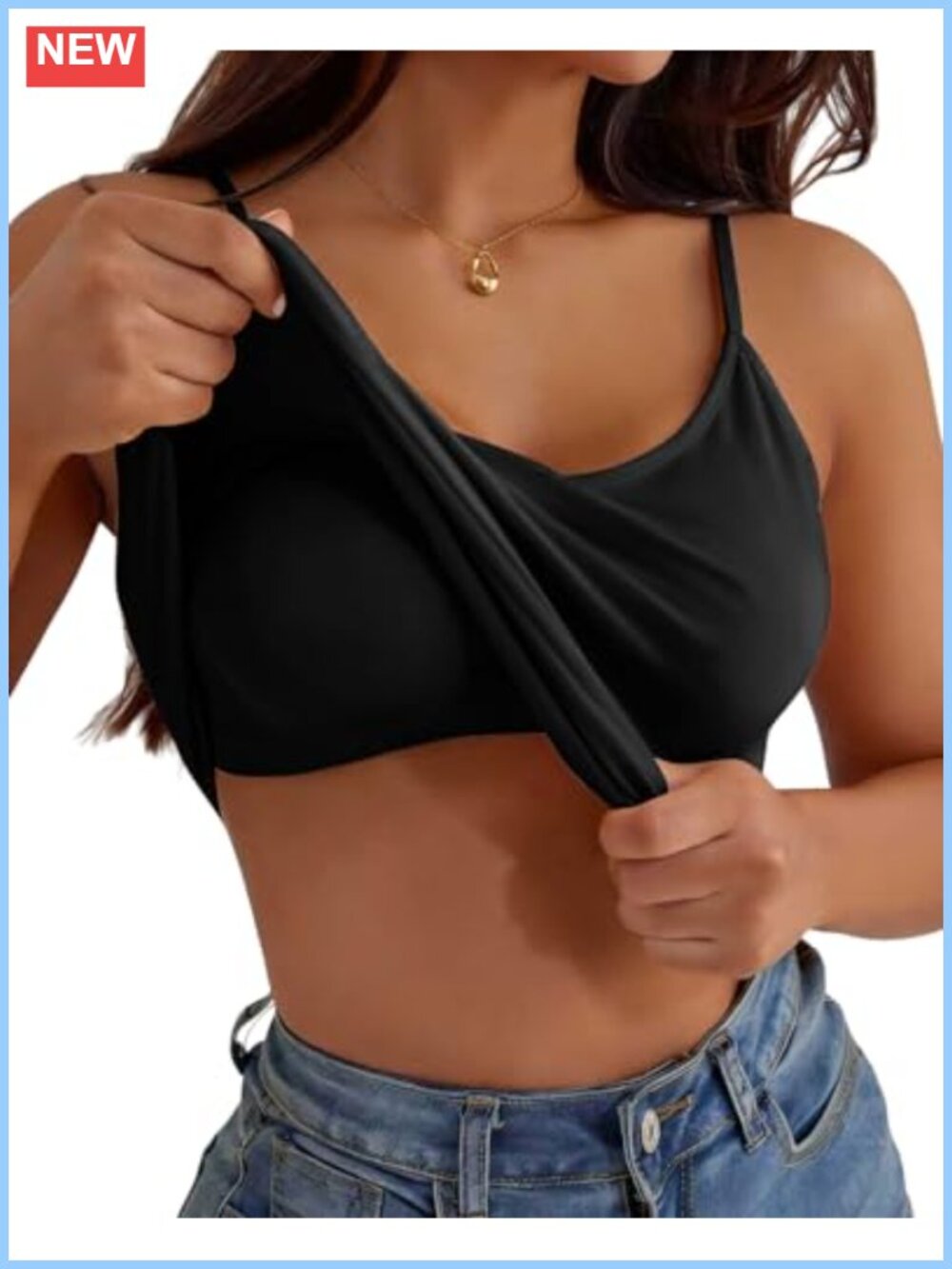 Women's Seamless Tank Top with Built-in Bra Padded Sleeveless Cami